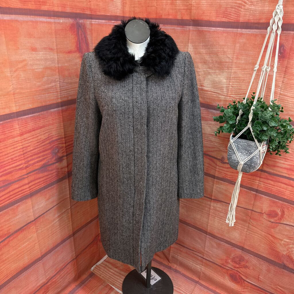 BANANA REPUBLIC BLACK HERRINGBONE COAT SIZE XL