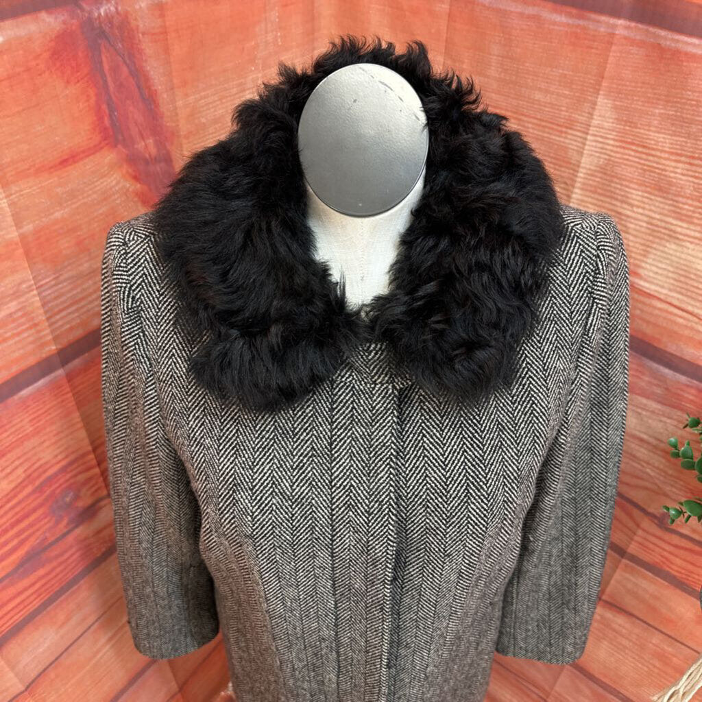 BANANA REPUBLIC BLACK HERRINGBONE COAT SIZE XL