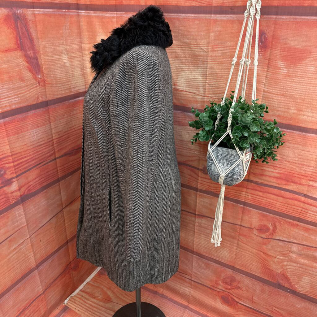 BANANA REPUBLIC BLACK HERRINGBONE COAT SIZE XL