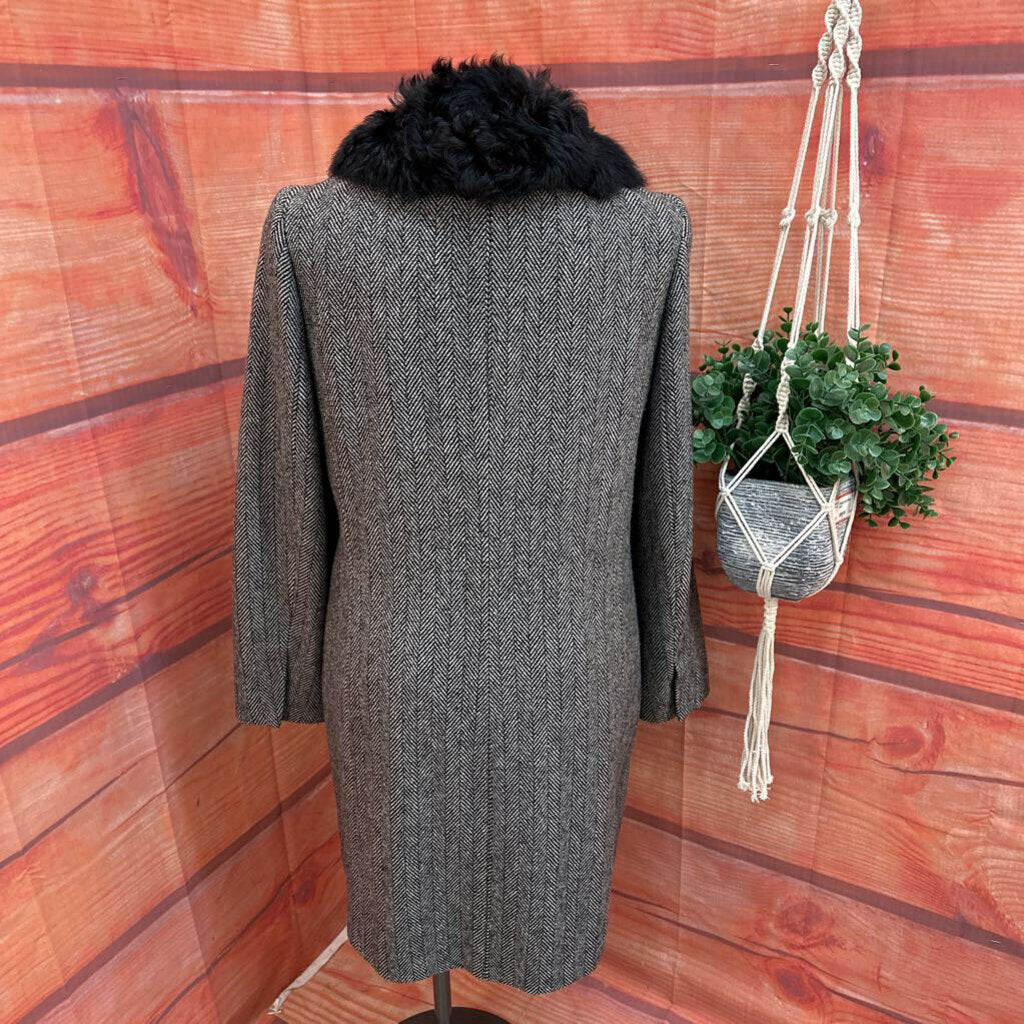 BANANA REPUBLIC BLACK HERRINGBONE COAT SIZE XL