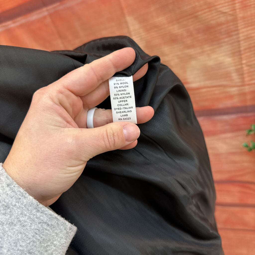 BANANA REPUBLIC BLACK HERRINGBONE COAT SIZE XL