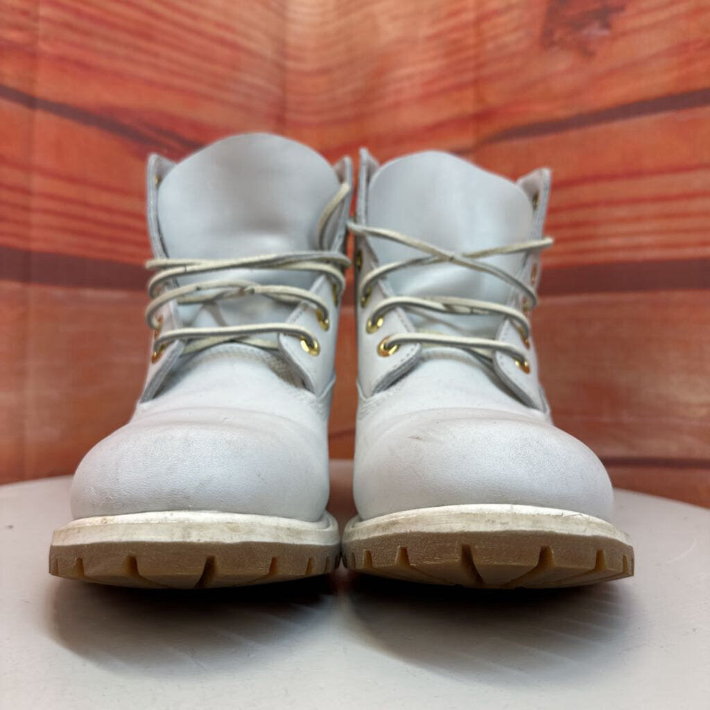 Timberland White Leather Boots with Colorful Logo