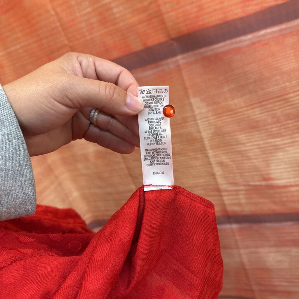 Adrianna Papell Dot Jacquard Ruffle Neck Top