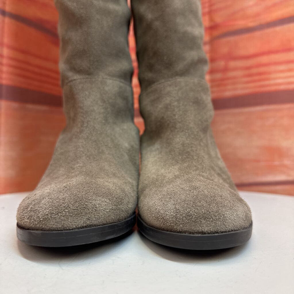 Taupe Suede Knee-High Boots