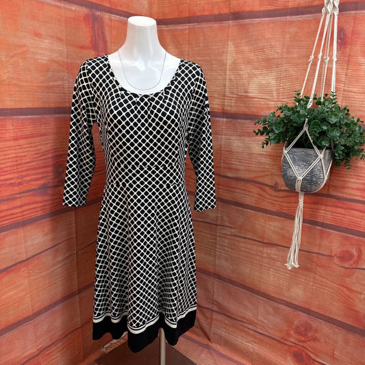 Talbots Women's Dress in Black and White Pattern