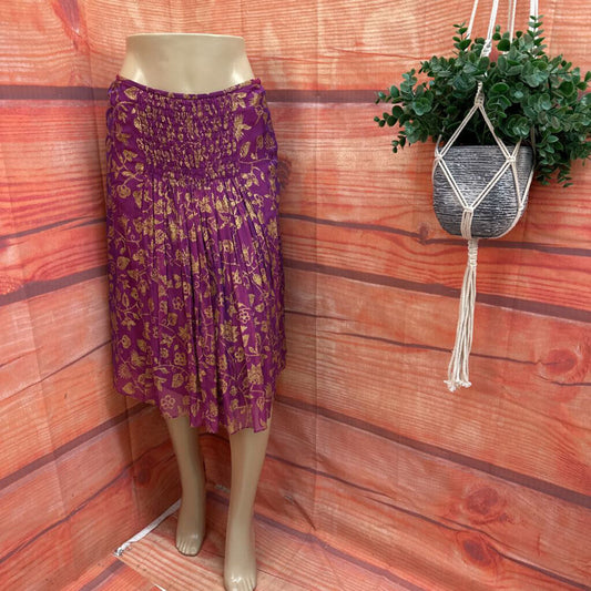 Lafayette 148 New York Purple and Gold Floral Skirt