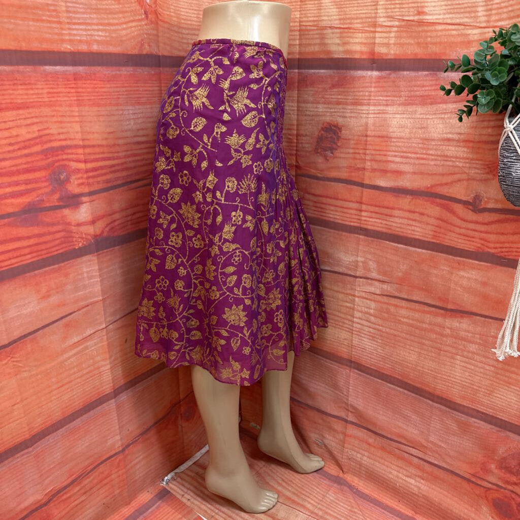 Lafayette 148 New York Purple and Gold Floral Skirt