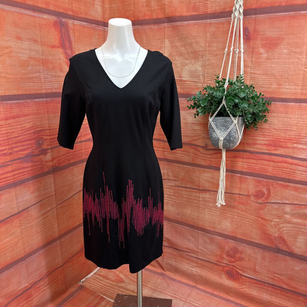 Josie Natori Black Dress with Pink Embellishments