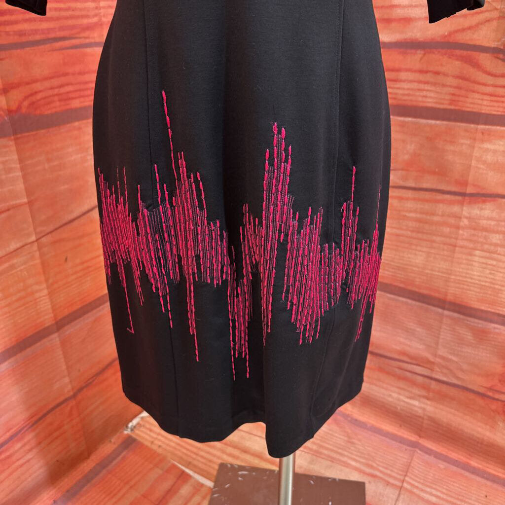 Josie Natori Black Dress with Pink Embellishments