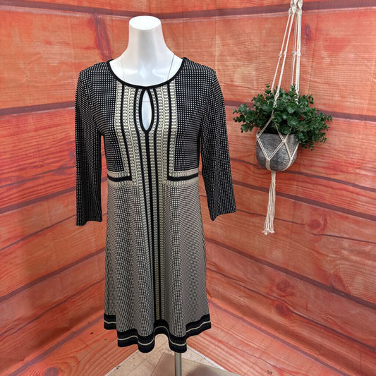 Max Studio Black and Cream Pattern Dress