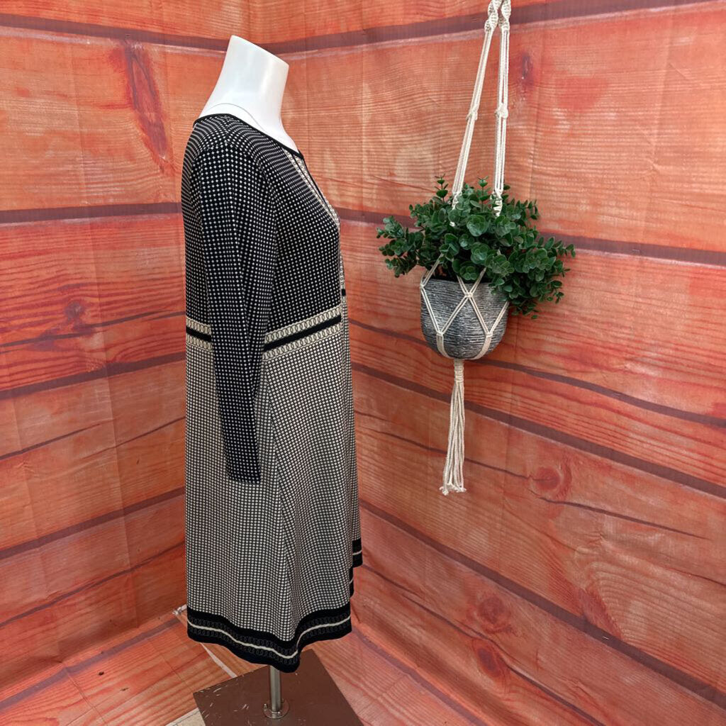 Max Studio Black and Cream Pattern Dress