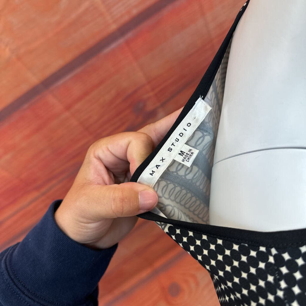 Max Studio Black and Cream Pattern Dress