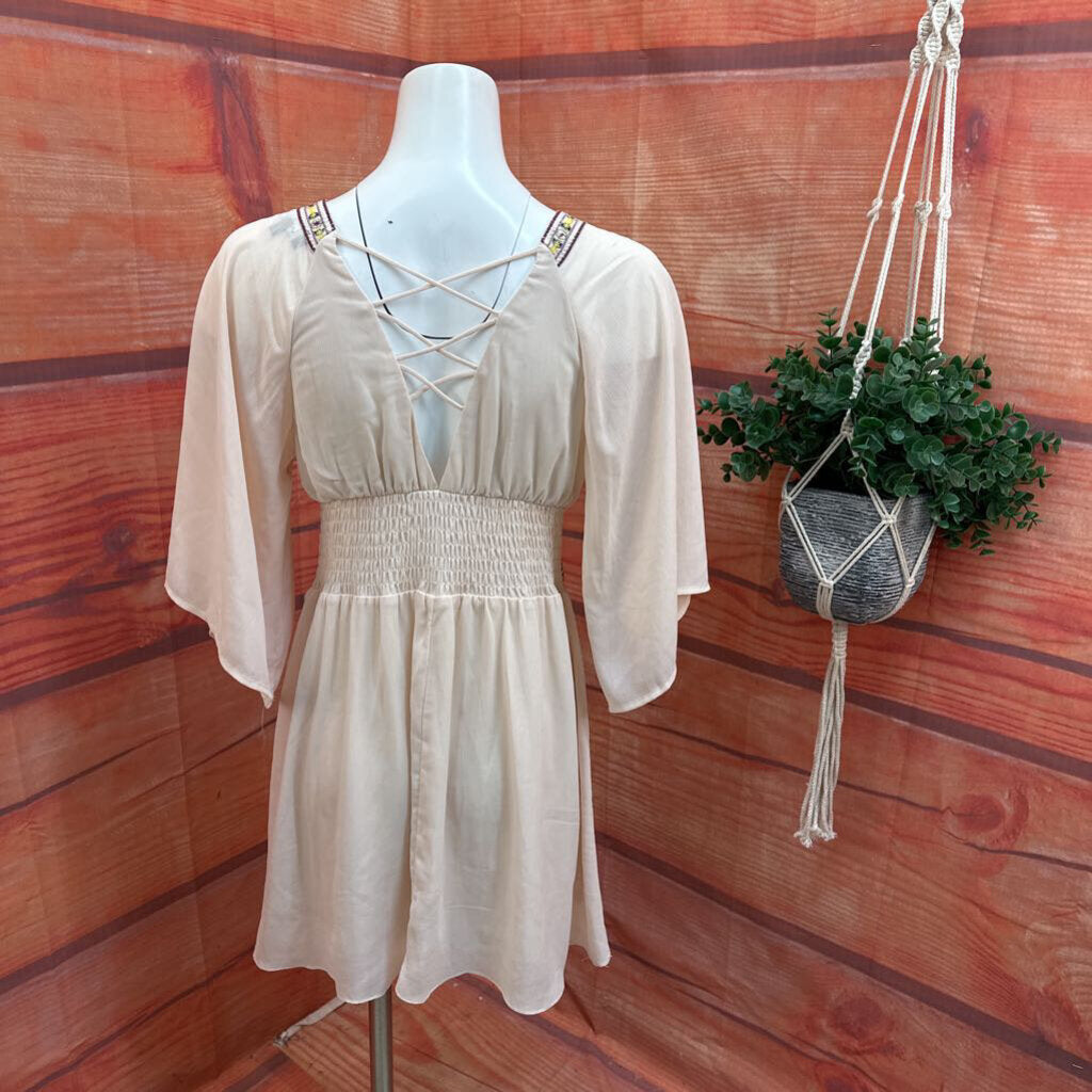 Lulus Embroidered V-Neck Dress