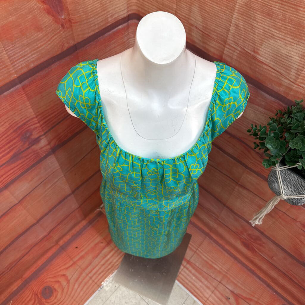 Milly Women's Dress in Teal with Yellow Pattern