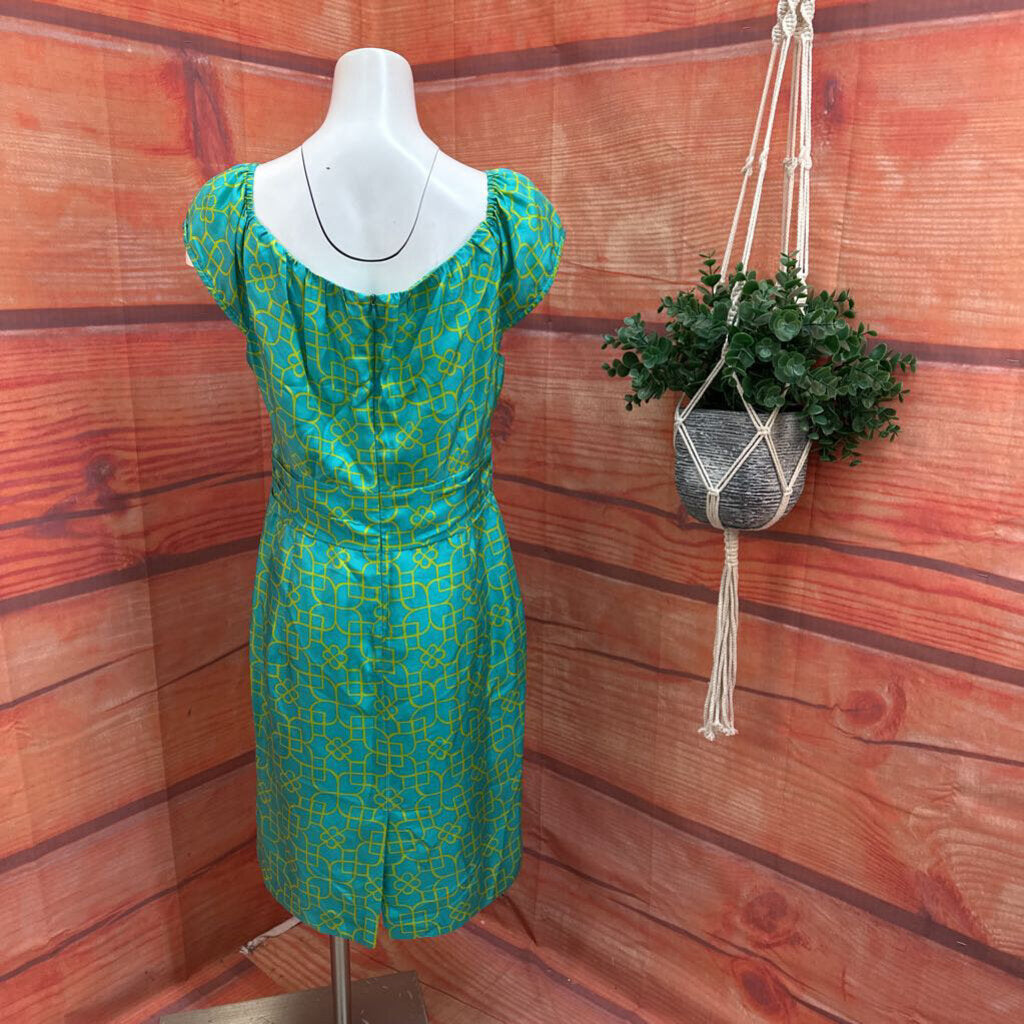 Milly Women's Dress in Teal with Yellow Pattern