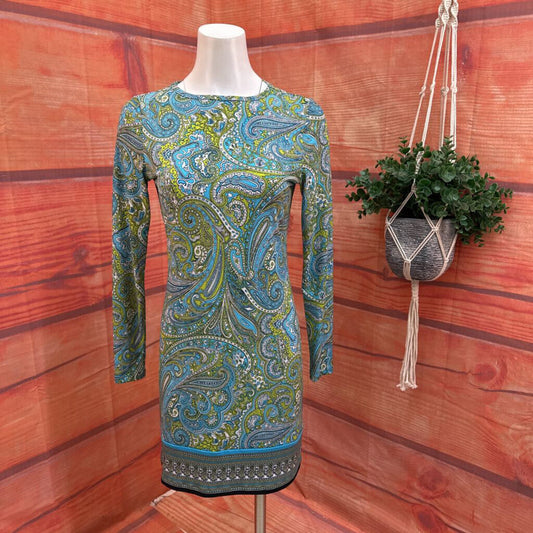 Michaels XS Blue and Green Paisley Print Top