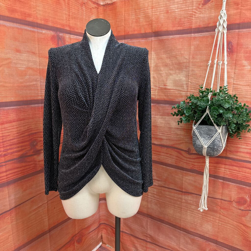 Chaus New York Women's Black Wrap Top