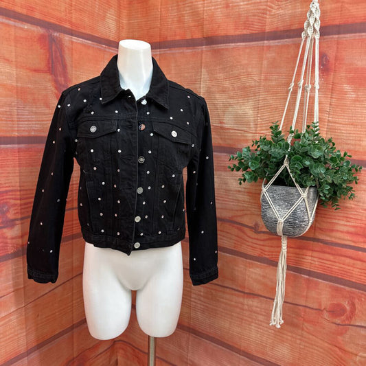 Bebe Black Denim Jacket with Studs