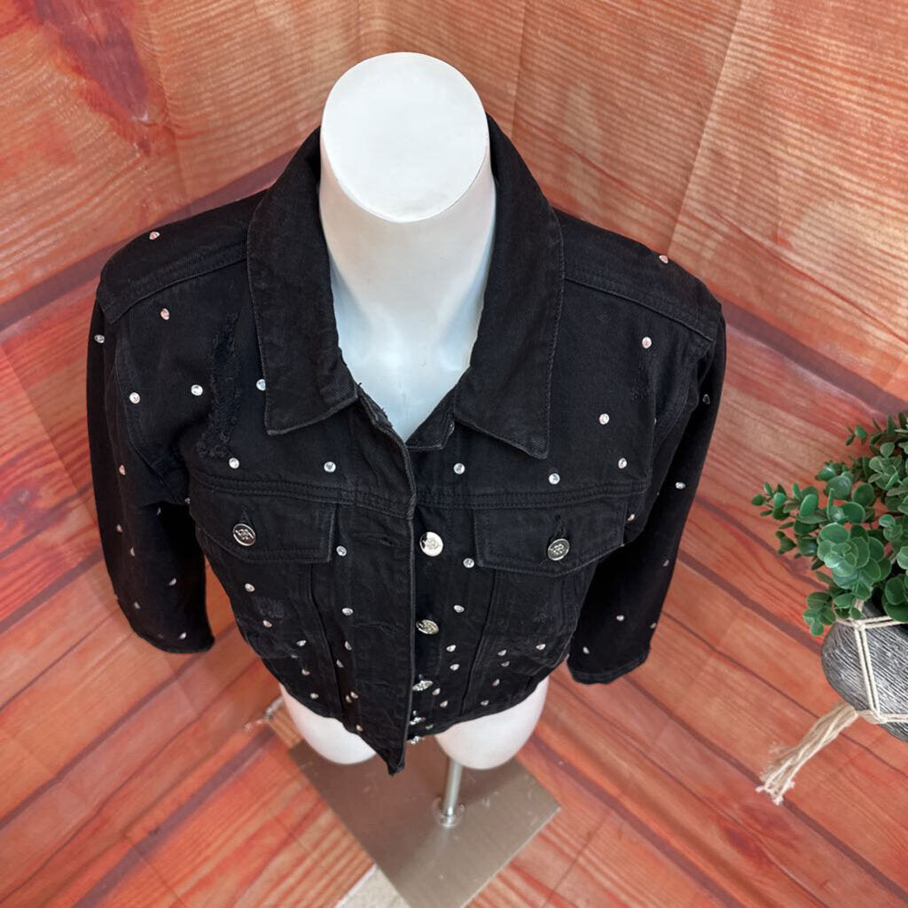 Bebe Black Denim Jacket with Studs