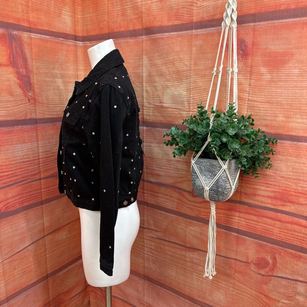 Bebe Black Denim Jacket with Studs