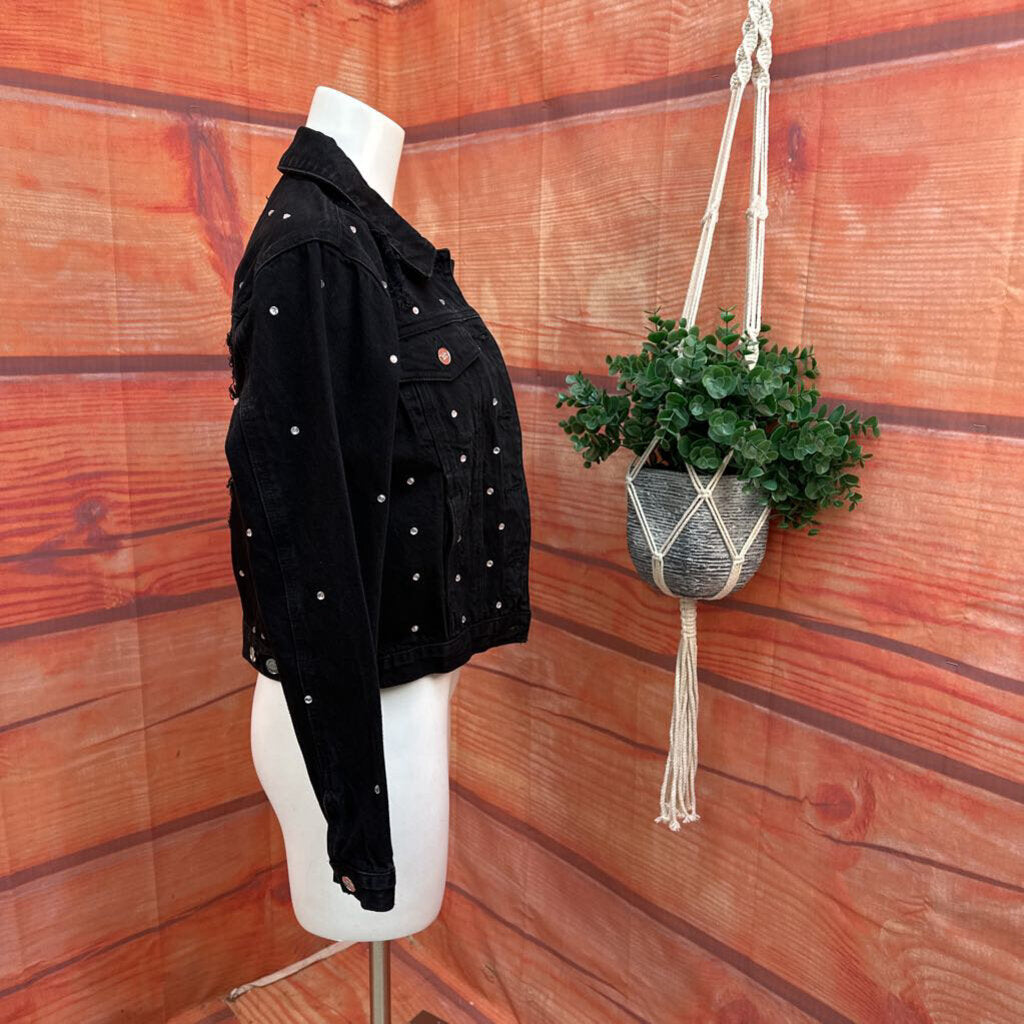 Bebe Black Denim Jacket with Studs
