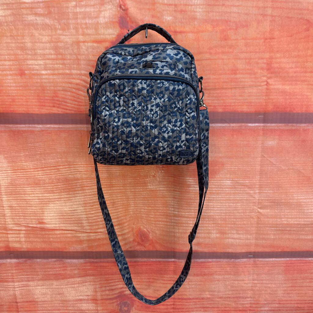 Lug Quilted Blue Camouflage Crossbody Bag