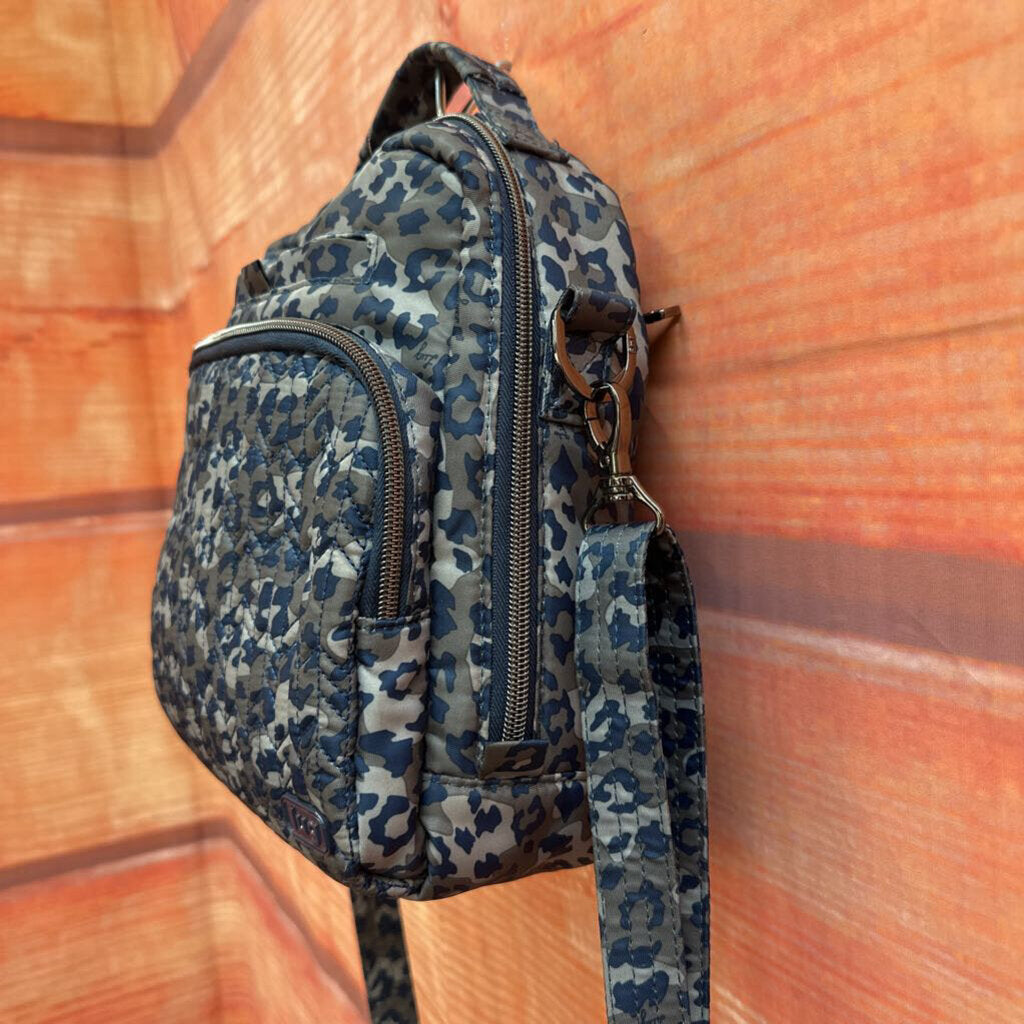 Lug Quilted Blue Camouflage Crossbody Bag