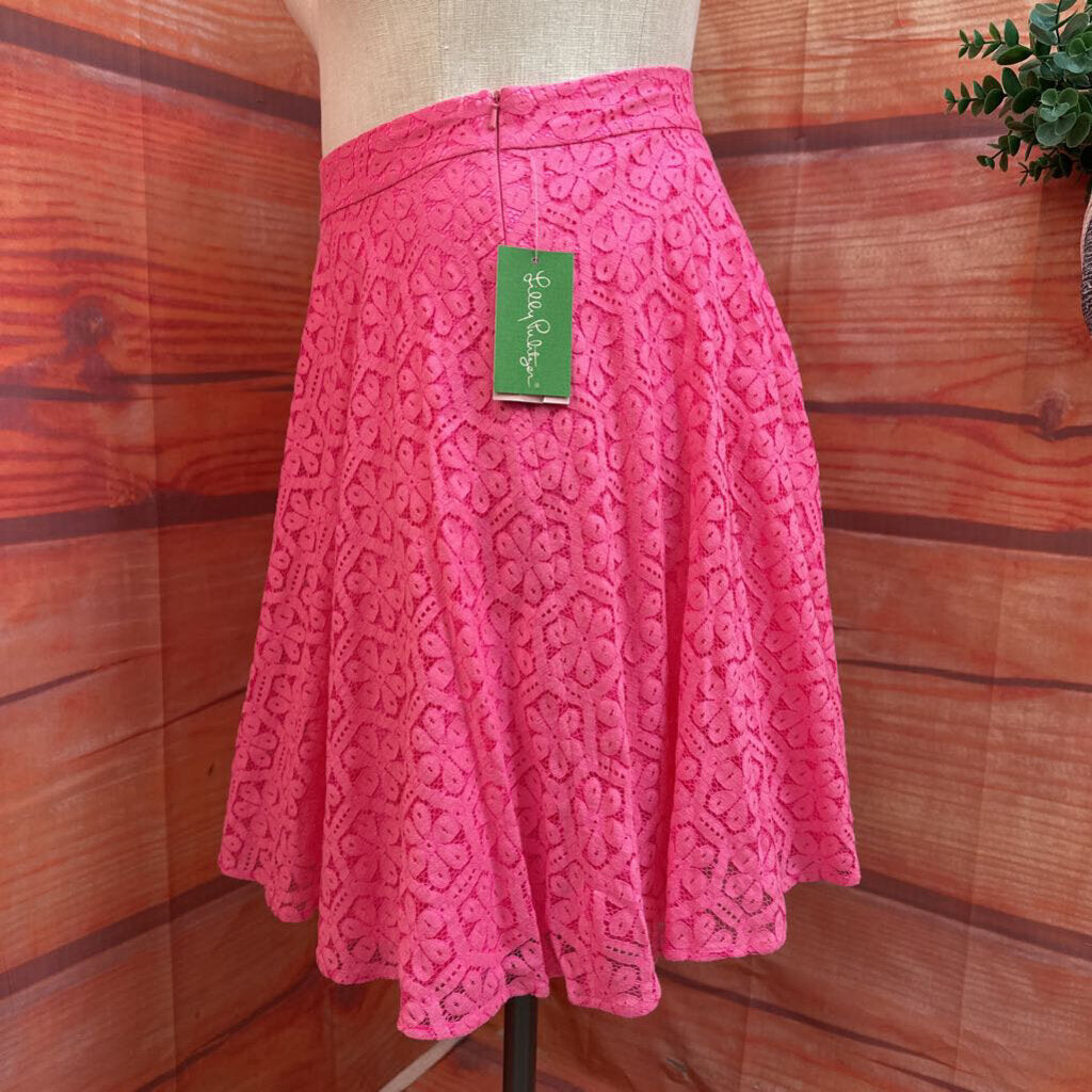 New Lilly Pulitzer Pink Floral Lace Skirt