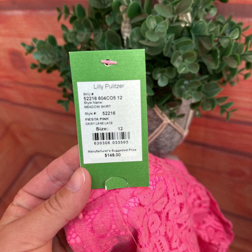 New Lilly Pulitzer Pink Floral Lace Skirt