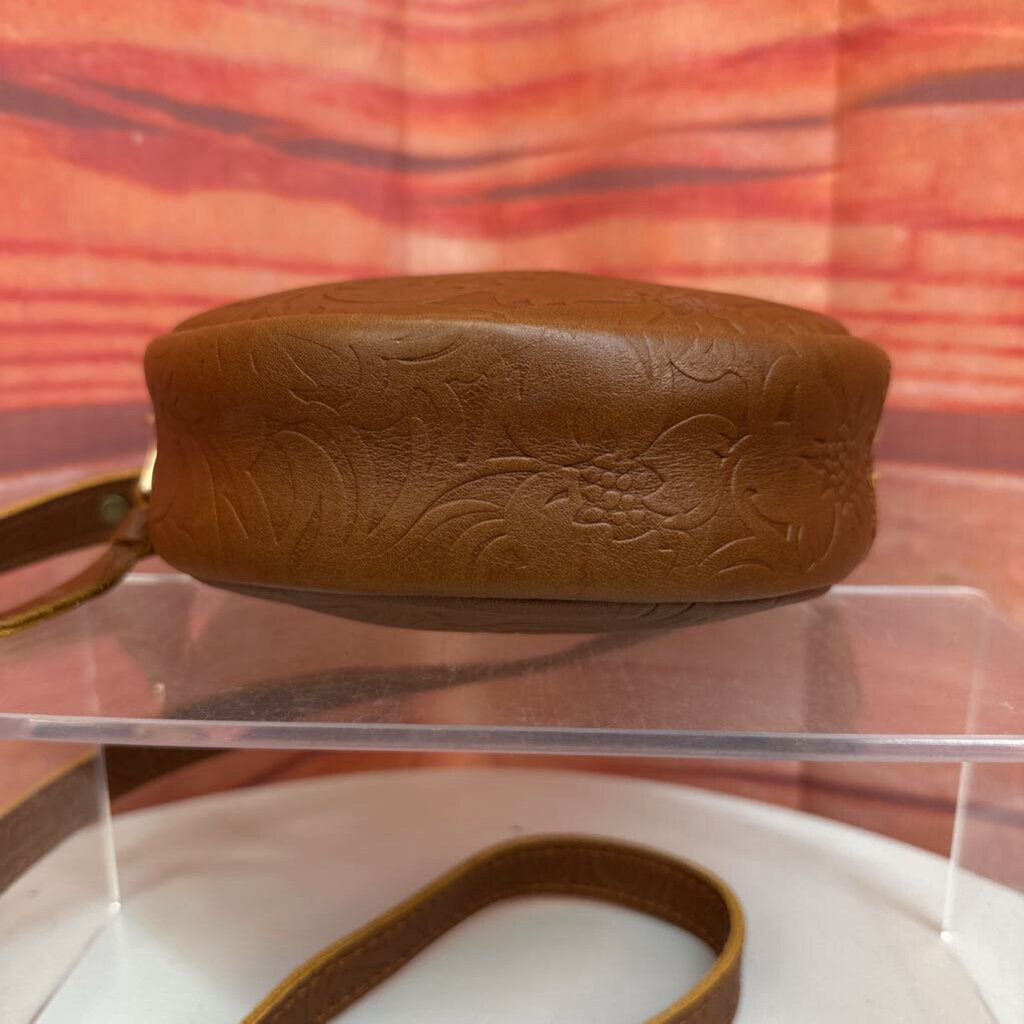 Vintage Leather Circle Crossbody Bag