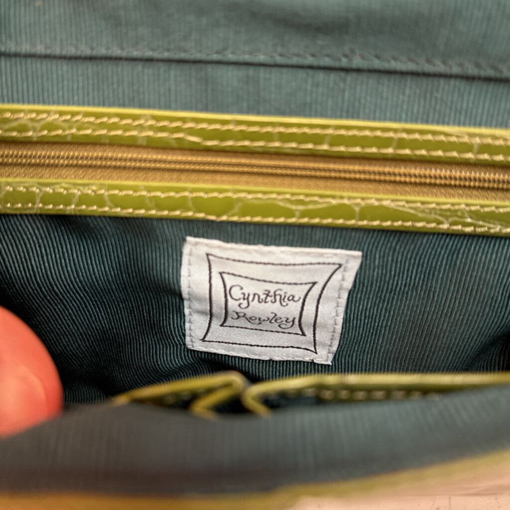 Cynthia Rowley Green Crocodile-Embossed Purse