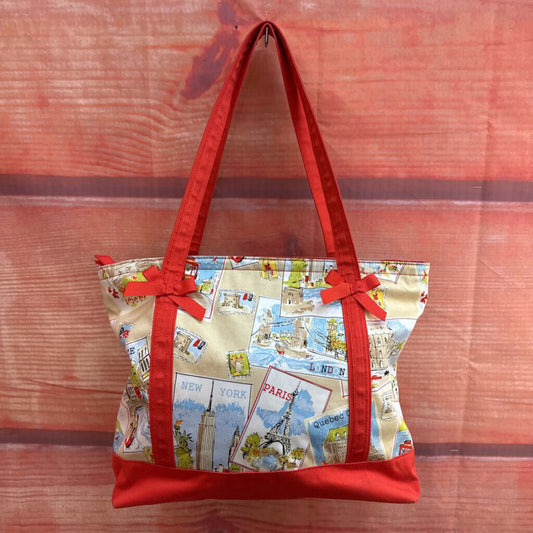 Talbots Map Print Tote Bag