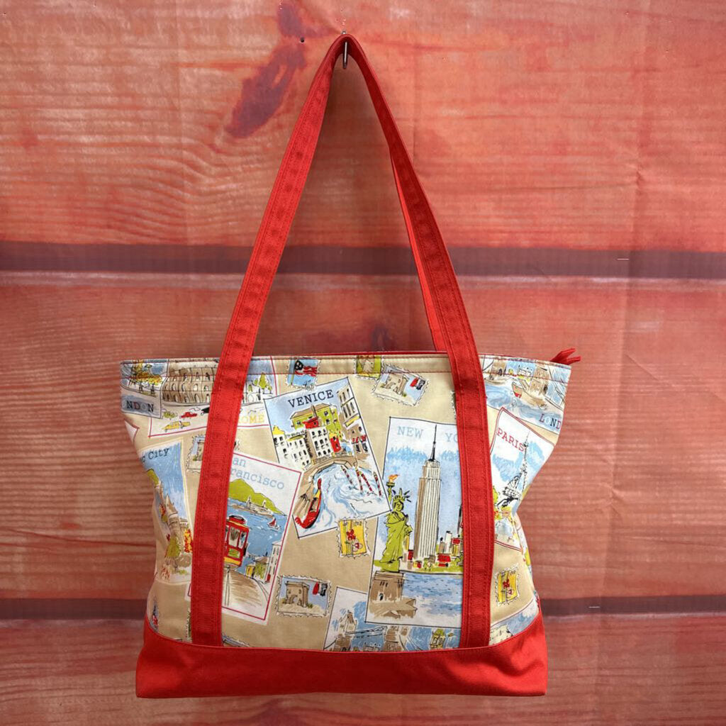 Talbots Map Print Tote Bag