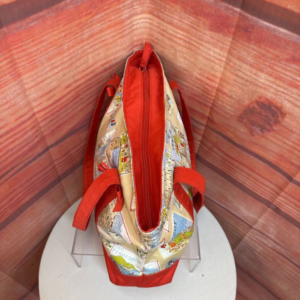 Talbots Map Print Tote Bag