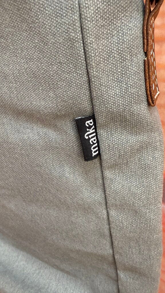 Gray Canvas Crossbody Bag with Brown Strap